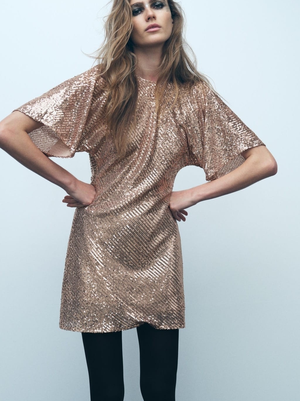 Zara Rose Gold Sequin Party Dress